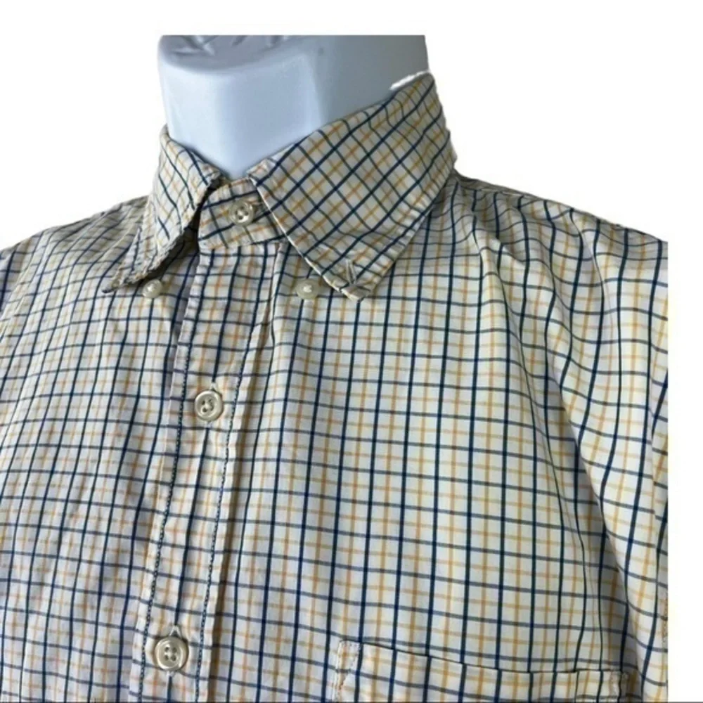 J.Crew Men Casual Shirt Buttons Down Plaid Yellow Blue Sz M